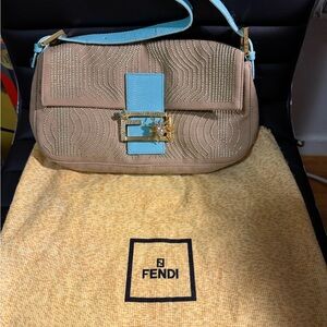 Fendi Beige and Blue Women's Bag